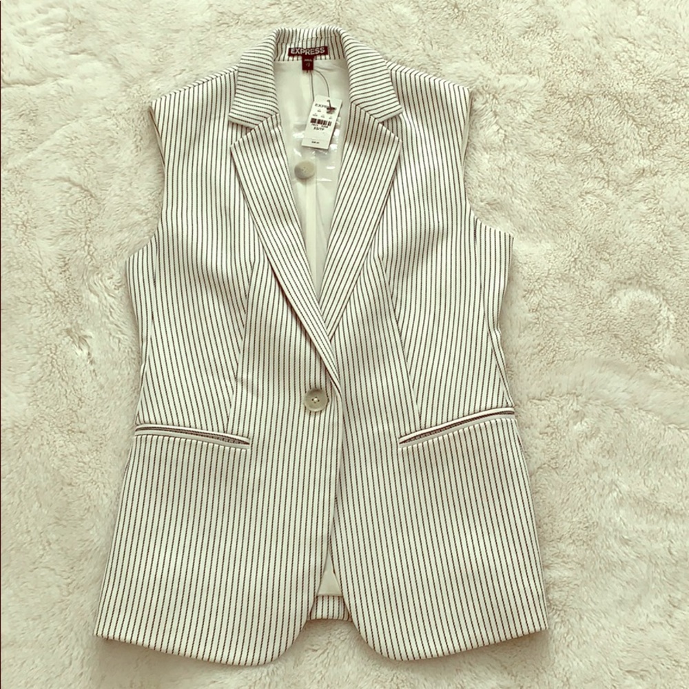 Express white stripes longvest size XS NWT